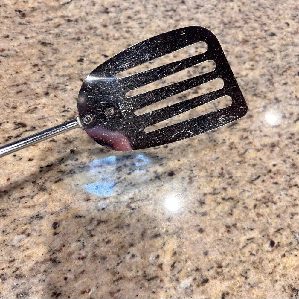 Vintage EKCO 13.5”‎ Slotted Spatula Chromium Plated USA w/ Nylon Handle